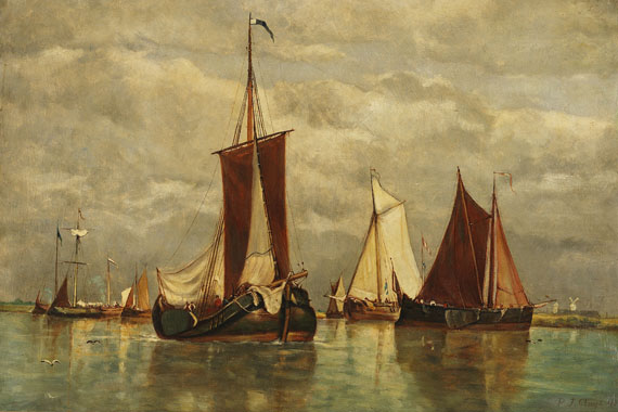 Paul Jean Clays - Segelboote in ruhigem Wasser