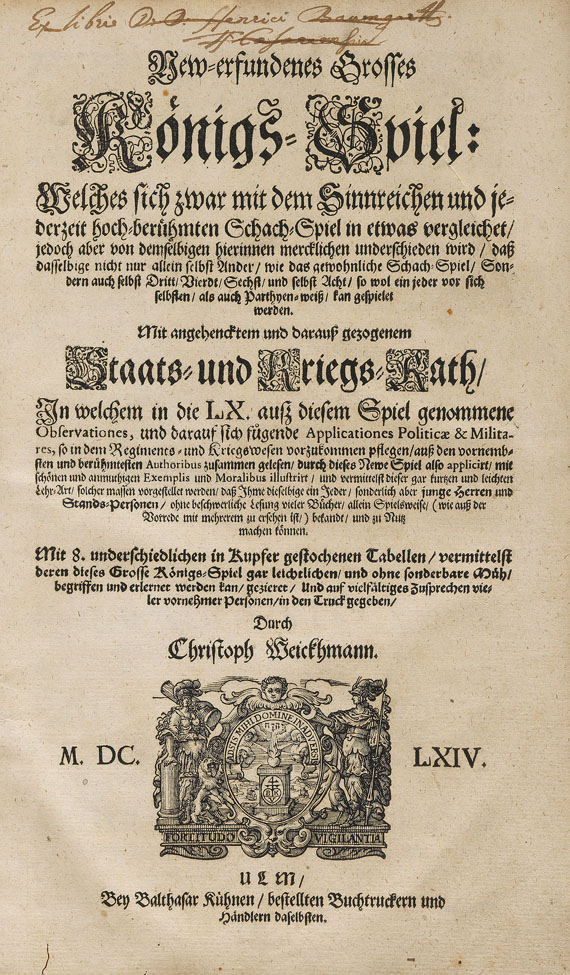 Christoph Weickhmann - New-erfundenes Königs- Spiel. 1664. - Weitere Abbildung