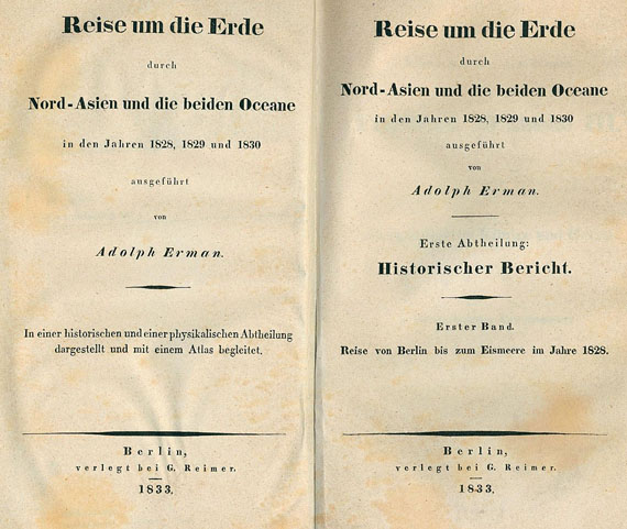 Adolph Erman - Reise um die Erde. 1833-48. 3 Bde.