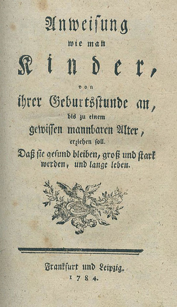 Anweisung zur Kindererziehung - Anweisung, wie man Kinder ... erziehen soll. 1784.