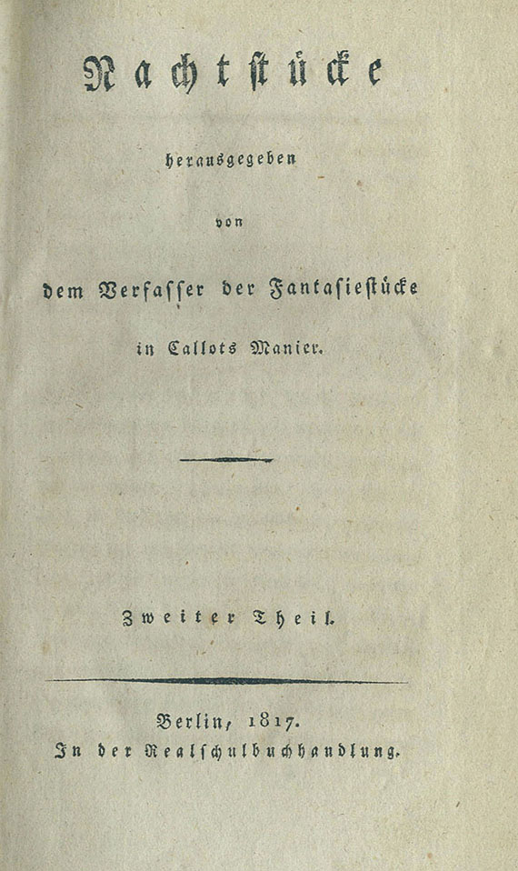 Ernst Theodor Amadeus Hoffmann - Nachtstücke. 1817. 2 Bde.