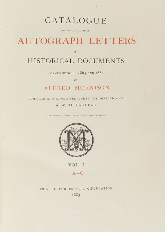 Alfred Morisson - Collection of Autograph Letters. 6 Bde., 1883ff. - Weitere Abbildung