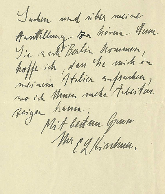 Ernst Ludwig Kirchner - Autograph. 1914.