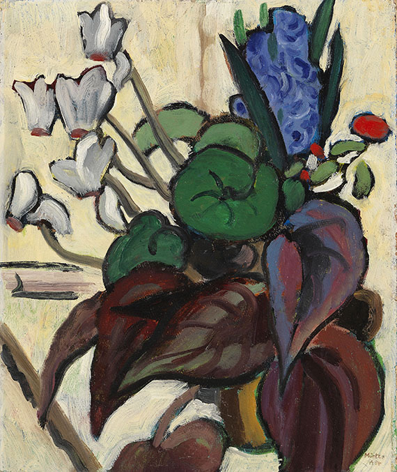 Gabriele Münter - Blumen auf Weiß (Zyklamen und Hyazinthe)