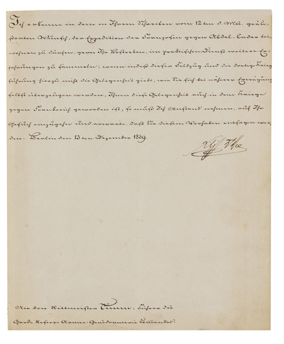 Autograph - Brief des preußischen Königs Friedrich Wilhelm III