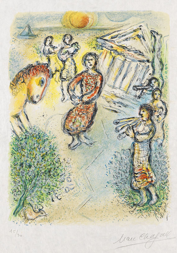 Marc Chagall - Die Zubereitung des Festmahls für die Freier