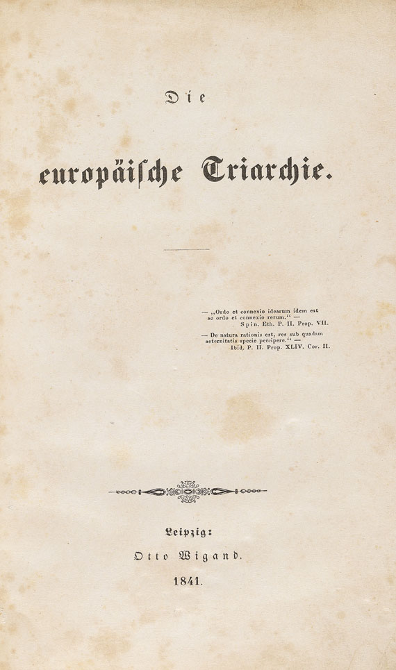 Moses Hess - Die europäische Triarchie. 1841.