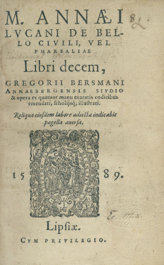 Marcus Annaeus Lucanus - De bello civili. 1589.