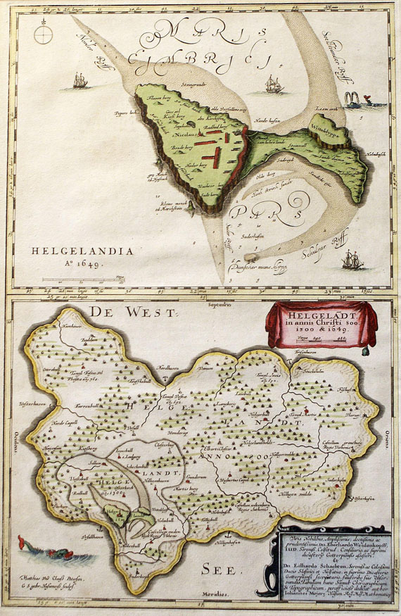 Schleswig-Holstein - 5 Bll. Helgoland, Fehmarn, Aroe, Dänischer Wohld (J. Blaeu, aus Danckwerth). 1662ff.