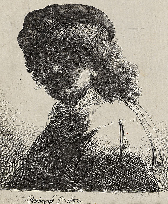 Harmensz. Rembrandt van Rijn - Selbstbildnis mit der Schärpe um den Hals