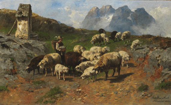 Christian Mali - Hirtenjunge mit Schafen im Gebirge