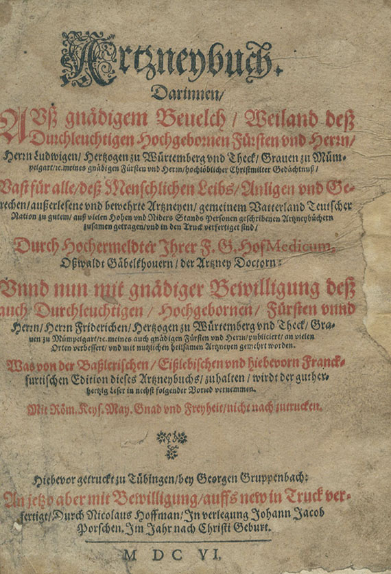 Oswald Gäbelkhover - Artzneybuch, 1606