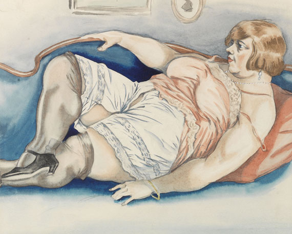 Erotica - Dicke Frauen. Folge von Zeichnungen. 1920.