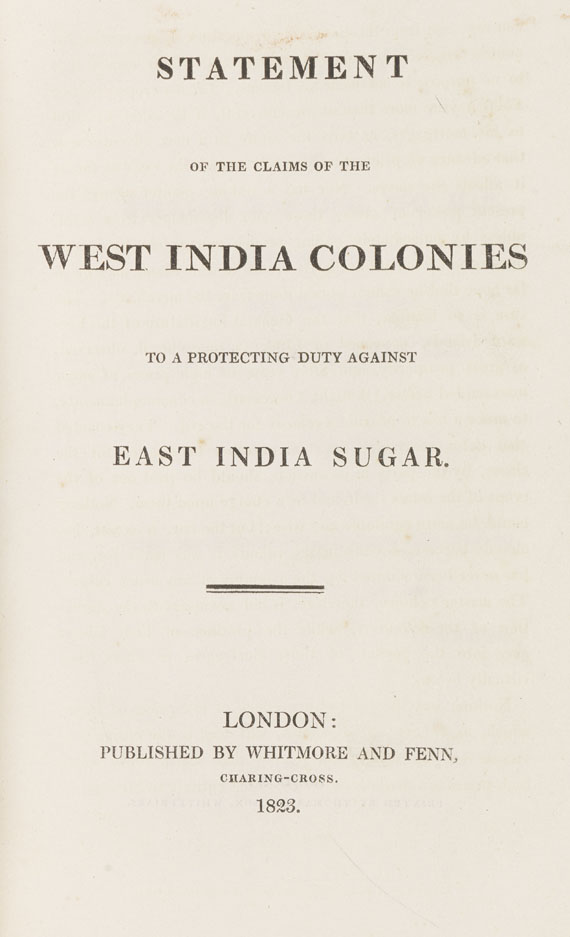   - Konvolut Zuckerhandel i. West-Indien. 6 Tle.1823-78