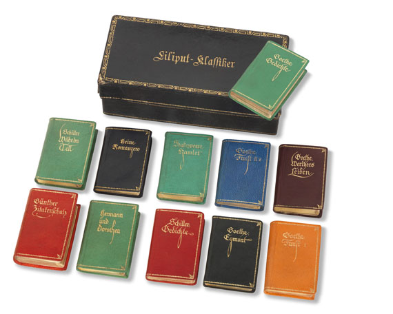 Miniaturbücher - Liliput-Klassiker. 11 Bde. in Kassette. Um 1924