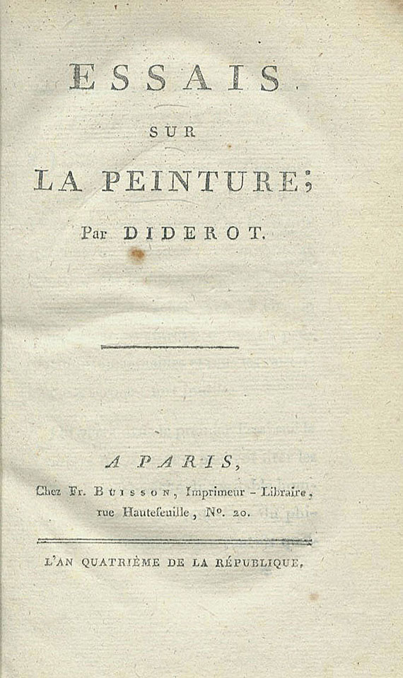 Denis Diderot - Essais sur la peinture. 1796