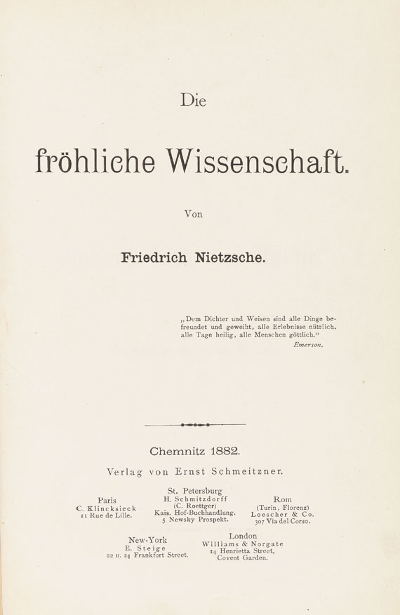 Friedrich Nietzsche - Die fröhliche Wissenschaft. 1882.