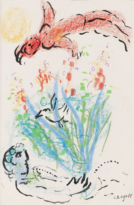 Marc Chagall - Nu rouge au dessus du bouquet