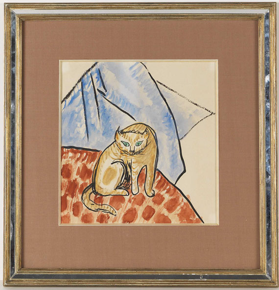 Gabriele Münter - Katze auf einer Decke - Rahmenbild