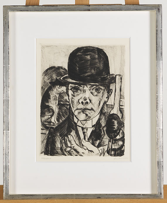 Max Beckmann - Selbstbildnis mit steifem Hut - Rahmenbild