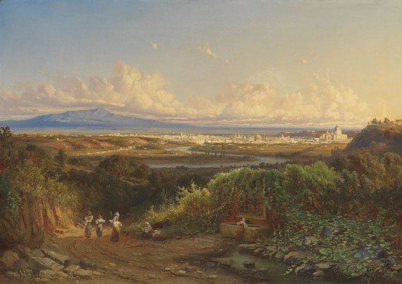 Karl Haase - Weite Tiberlandschaft mit Blick auf Rom