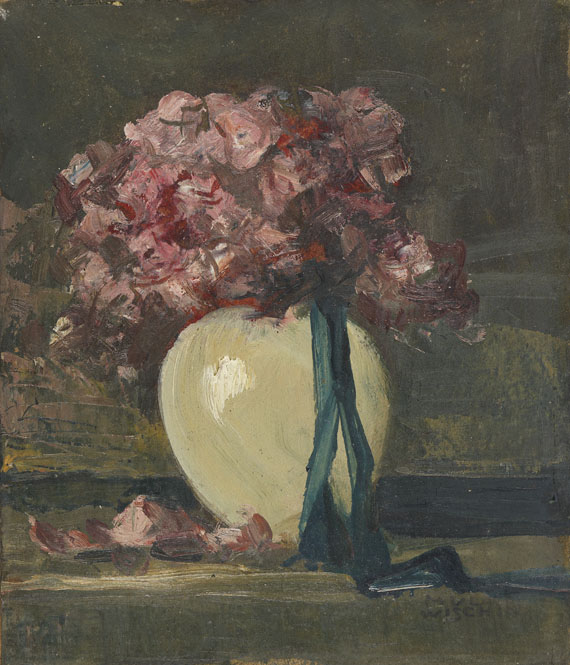 Anton Müller-Wischin - Rosa Blumen in weißer Vase