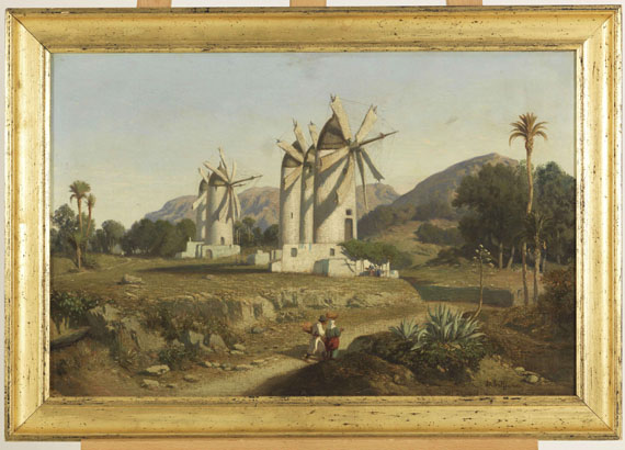Adolphe-Paul-Emile Balfourier - Windmühlen auf Mallorca - Rahmenbild