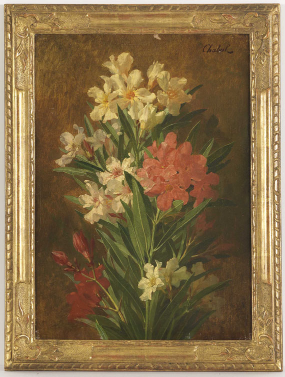 Pierre Adrien Chabal-Dussurgey - Rot und weiß blühender Oleander - Rahmenbild