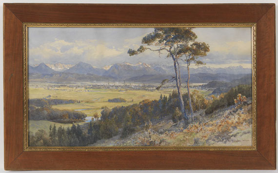 Edward Theodore Compton - Blick auf Klagenfurt vor den Bergzügen der Karawanken