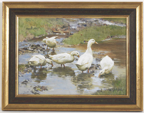 Franz Gräßel - Enten am Wasser - Rahmenbild