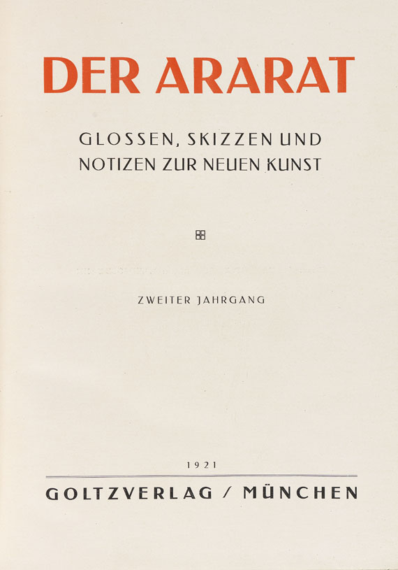   - Der Ararat. 1920-21. 2 Tle.