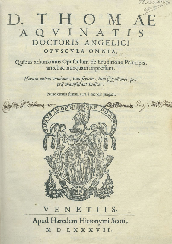  Thomas von Aquin - 2 Werke. Venedig 1568 und 1587.