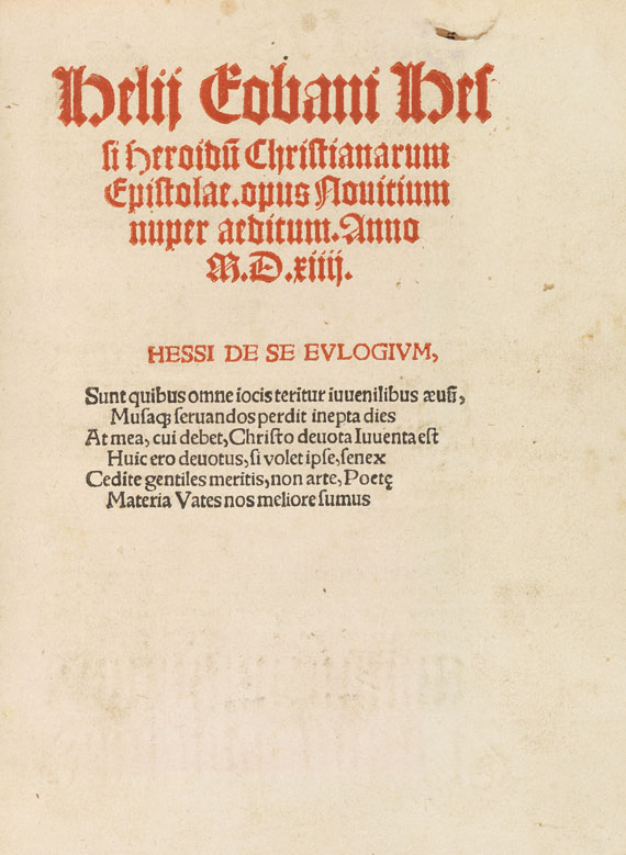 Helius Eobanus Hessus - Heroidum Christianorum epistolae. 1514