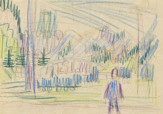 Ernst Ludwig Kirchner - Gebirgslandschaft (Landschaft bei Davos, Landschaft mit Personen)