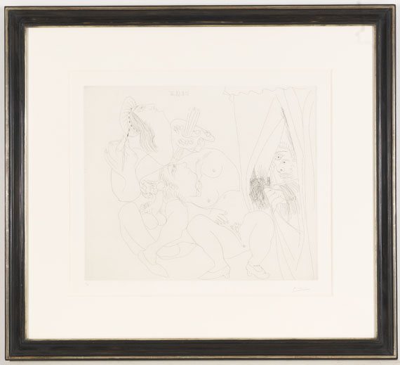 Picasso - Raphael et la Fornarina V: avec voyeur écartant le rideau