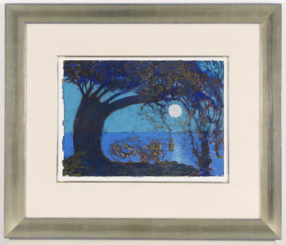 Ernst Fuchs - Mond über dem See - Rahmenbild