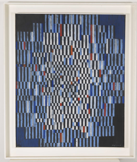 Adolf Richard Fleischmann - Comp. #530x ("planimetrische Serie blau-weiß-rot") - Rahmenbild