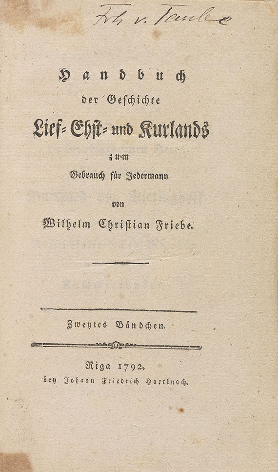 Wilhelm Christian Friebe - Handbuch der Geschichte Lief- Ehst- und Kurlands. 5 Bde. 1791-1794 - Weitere Abbildung