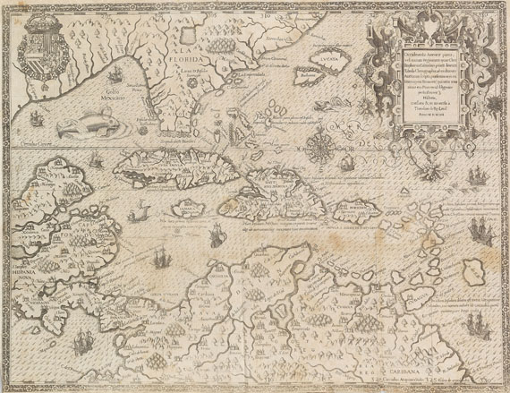  Amerika - 2 Bll. Occidentalis Americae + Hispaniae novae. De Bry, 1594