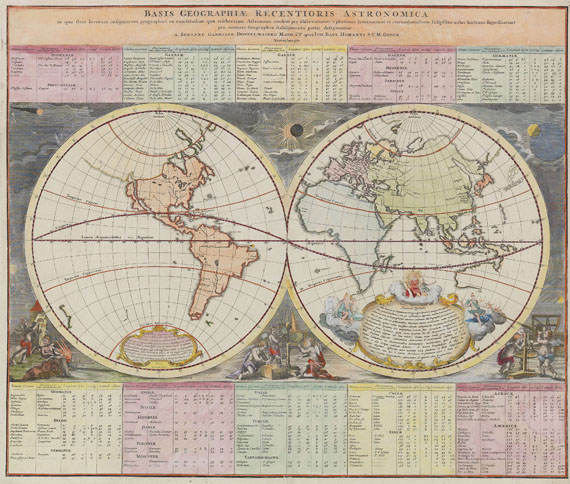 Weltkarte - 1 Bl. Basis geographiae recentioris astronomica.