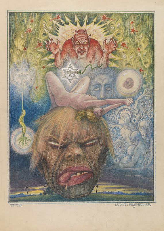 Ludwig Hesshaimer - Irrenhaus. Seltsame Pastelle und Sonette. 1925-30 - Weitere Abbildung