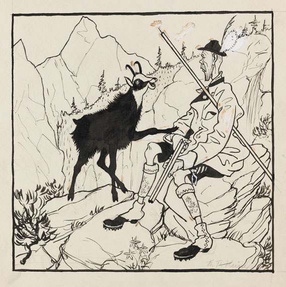 Thomas Theodor Heine - Bethmann-Hollweg auf der Gamsjagd