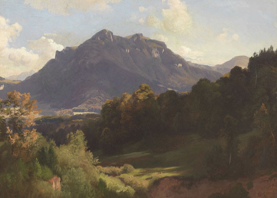 Johann Gottfried Steffan - Heuberg im Inntal im herbstlichen Sonnenlicht