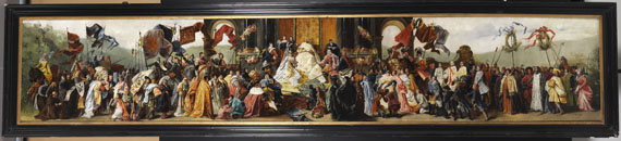 Wilhelm von Kaulbach - Prachtvolle Huldigungsszene - Rahmenbild