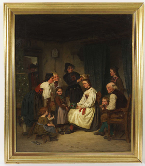 Carl Johann Lasch - Die Brautschmückung - Rahmenbild