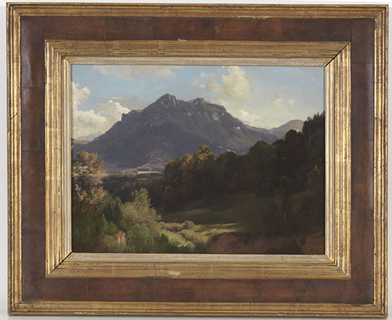 Johann Gottfried Steffan - Heuberg im Inntal im herbstlichen Sonnenlicht - Rahmenbild