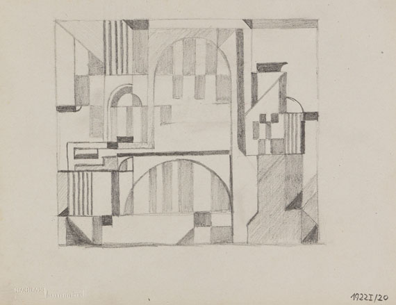 Walter Dexel - Drei Blätter: Stadtlandschaft. Lokomotive. Ohne Titel (Häuser) - Weitere Abbildung
