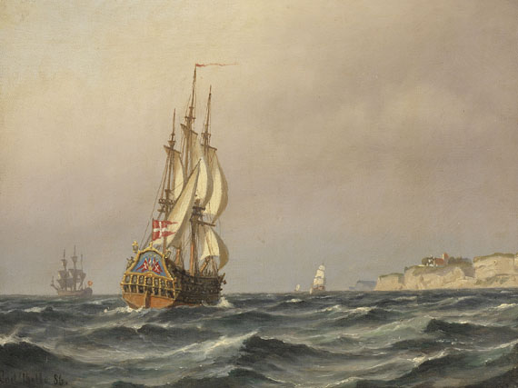 Carl Ludvig Bille - Dänisches Kriegsschiff vor der Küste