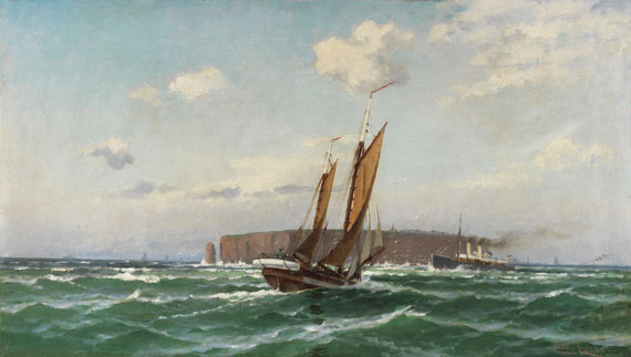 Franz Karl Herpel - Segelboot und Dampfer vor Helgoland