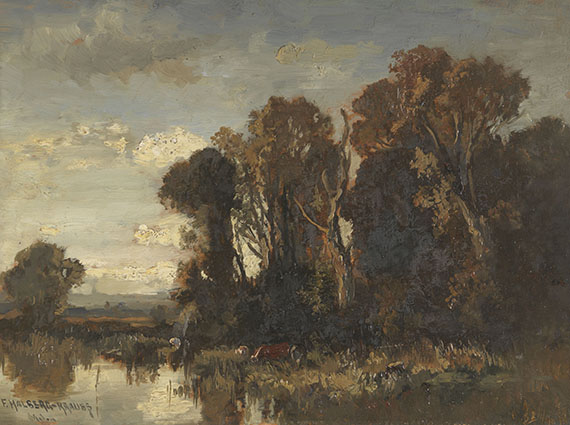 Fritz Halberg-Krauss - Flusslandschaft mit Kühen